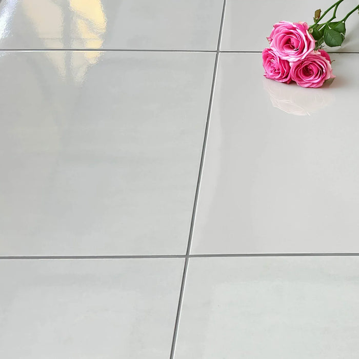 Felicia Grey EcoTec Shiny Glazed Porcelain Floor Tile - 600 x 600mm (2.16m2 per box)