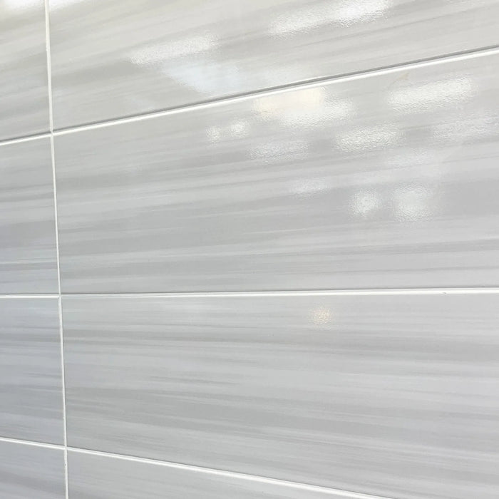 Serene Grey Shiny Ceramic Wall Tile - 800 x 265mm