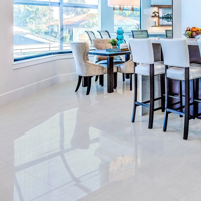 Felicia Grey EcoTec Shiny Glazed Porcelain Floor Tile - 600 x 600mm (2.16m2 per box)