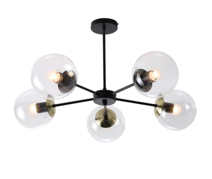 Bright Star Lighting 5 Light Chandelier Black/Antique Brass 40 W