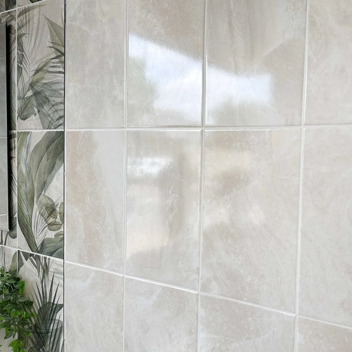 Alika Ivory Shiny Ceramic Wall Tile - 250 X 400mm