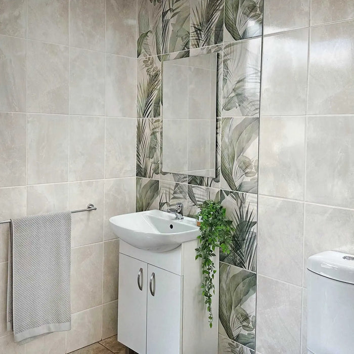 Alika Ivory Shiny Ceramic Wall Tile - 250 X 400mm
