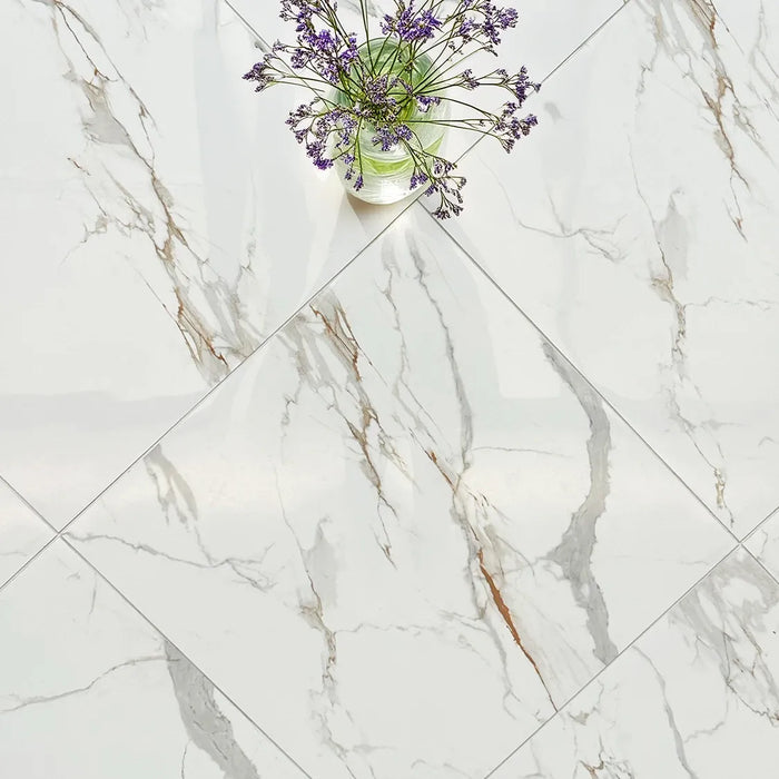 Carrara Gold Hard Body Ceramic Floor Tile - 600 x 600mm