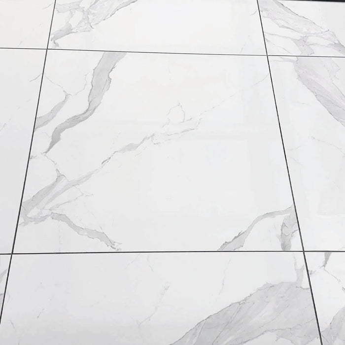 Carrara White Hard Body Ceramic Floor Tile - 600 x 600mm