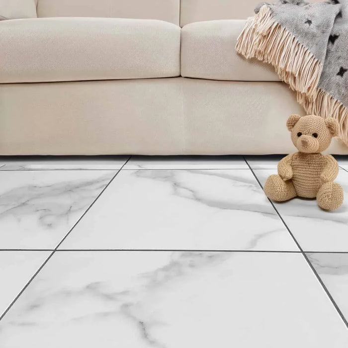 Dome White Shiny Ceramic Floor Tile - 600 x 600mm