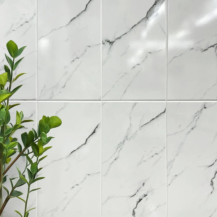 Domus White Shiny Ceramic Wall Tile - 600 x 300mm