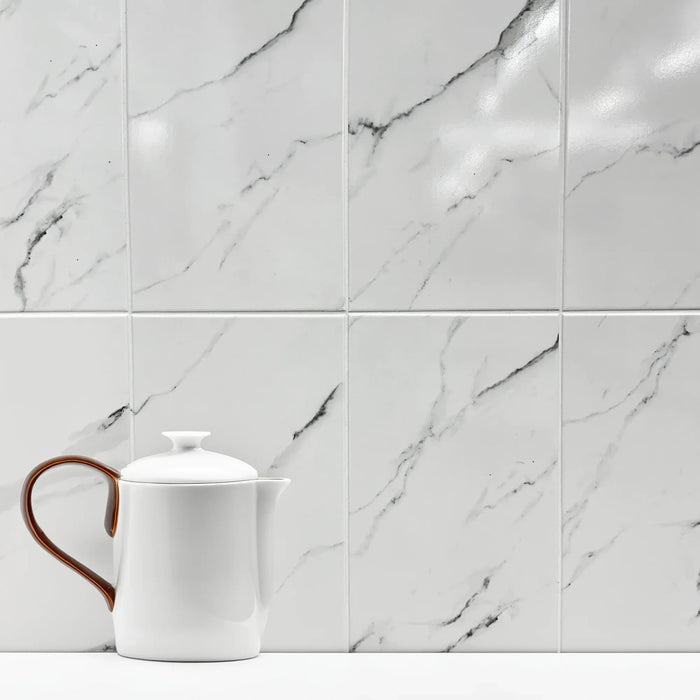 Domus White Shiny Ceramic Wall Tile - 600 x 300mm