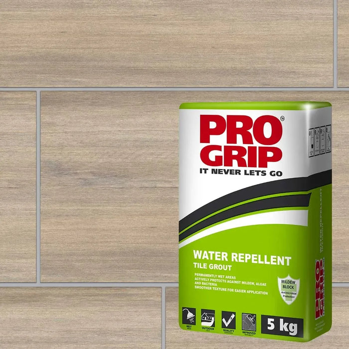 Pro Grip Light Grey Water Repellent Tile Grout - 5 Kg