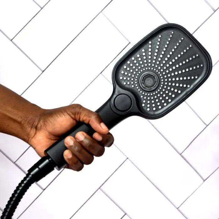 Hand Shower, 3 Function, Square, Black