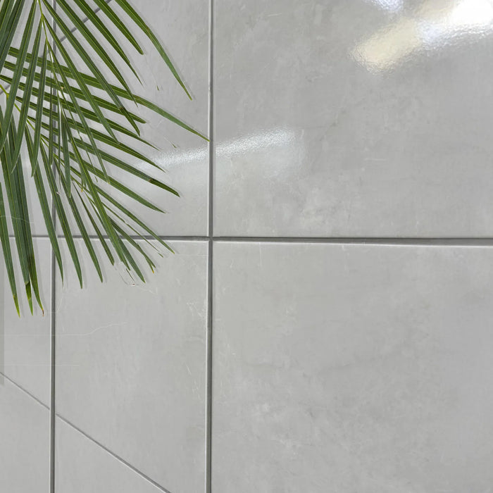 Nevis Grey Shiny Ceramic Floor Tile - 350 x 350mm