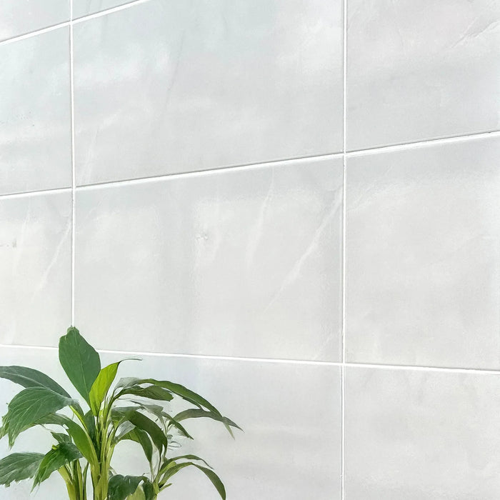 Onyx White Shiny Ceramic Wall Tile - 300 x 600mm