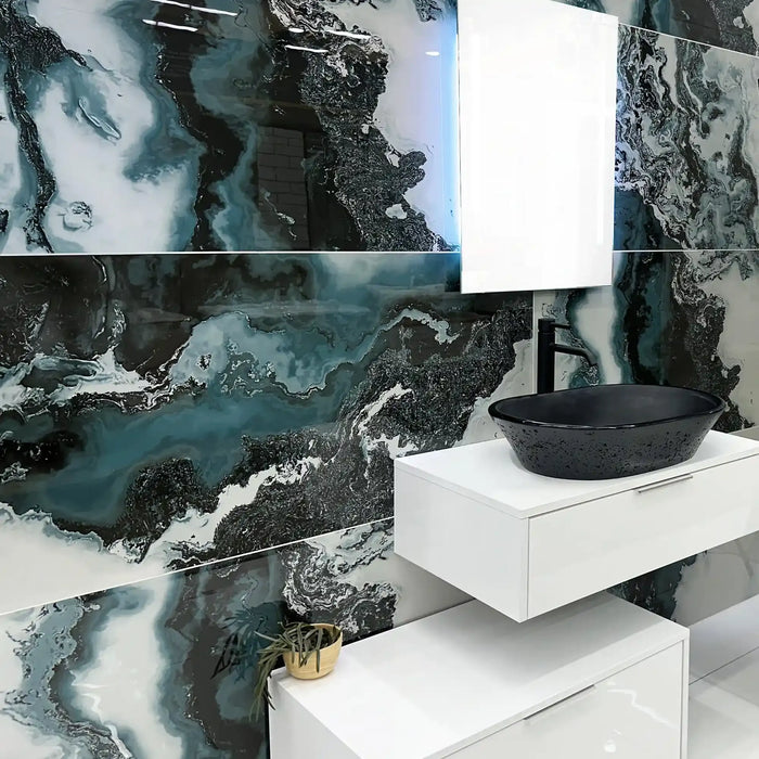 Pacific Blue Glazed Polished Porcelain Floor Tile - 600 x 1200mm