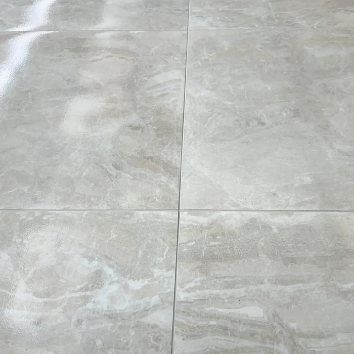 Crystal Ivory EcoTec Rectified Shiny Hard Body Ceramic Floor Tile - 600 x 600mm