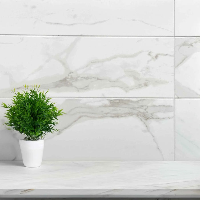 Venato Gold Satin Finish Ceramic Feature Wall Tile - 800 x 265mm